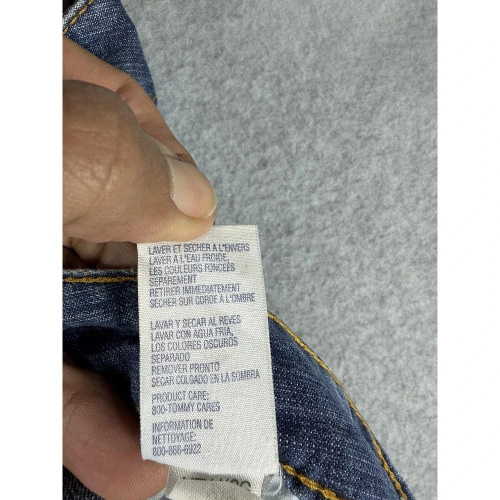 Tommy‎ Hilfiger Jeans Womens 18 Blue Hipster Capri Embroidered Flower Stretch